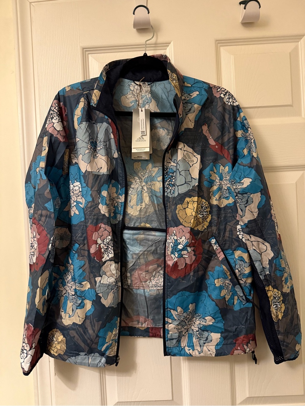 Adidas Floral Packable Windbreaker Jacket - Navy Multi